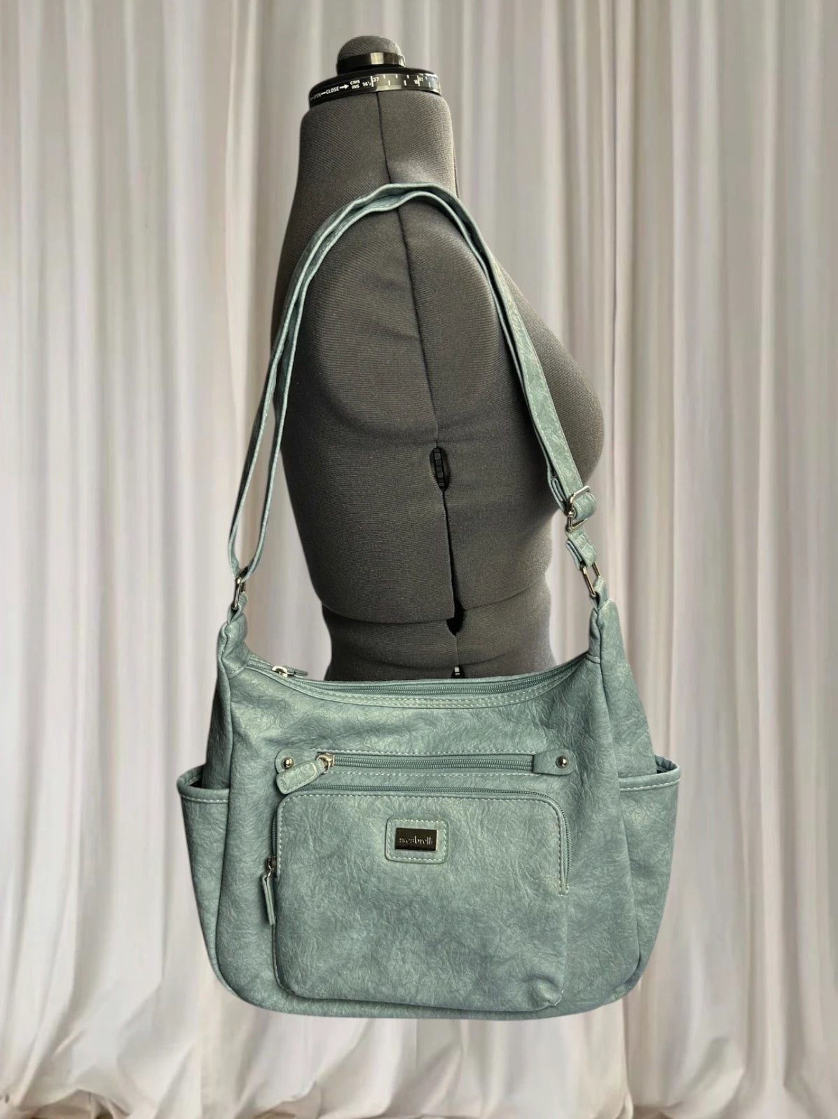 Cabrelli Blue Grey Shoulder Bag - Multi-Pocket Faux Leather - Image 2