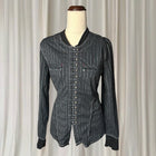 Verge Punk Grunge PinStriped Blouse - Hook and Eye Front Detail M - Image 1
