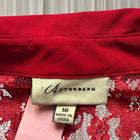 Vintage Sheer Button-Down Shirt - Elegant Red Floral Lace AU16 - Image 7