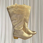 Taking Shape Western Cowboy Boots - Metallic Champagne Gold Knee High  - Image 1