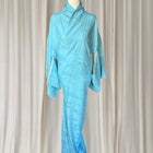 Vintage Japanese Silk Kimono - Traditional Light Blue With Obi Belt - Image 3