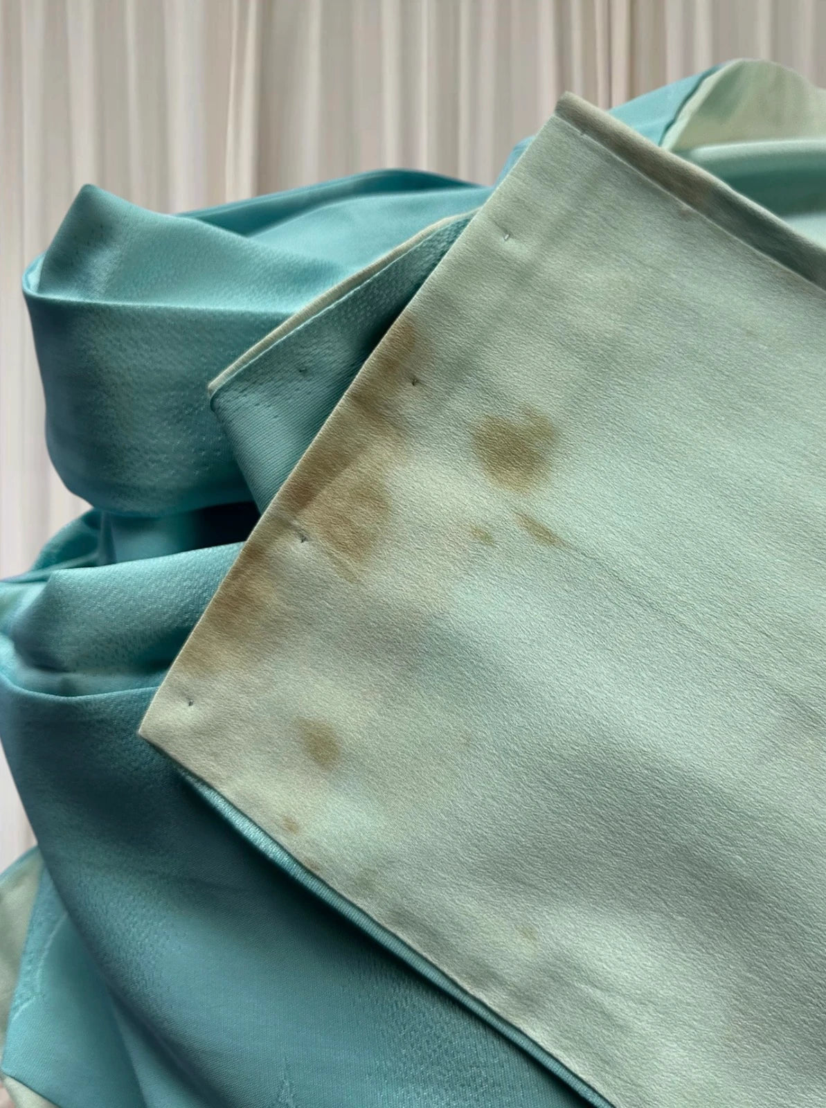 Vintage Japanese Silk Kimono - Traditional Light Blue With Obi Belt - Image 7