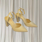Novo Ivie Beige Pointed Toe Ankle Strap Block Heel Pumps AU 9  - Image 3