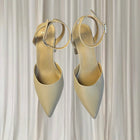 Novo Ivie Beige Pointed Toe Ankle Strap Block Heel Pumps AU 9  - Image 9
