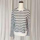&Me Striped Raw Edge Knit Long Sleeve Top - Black And Cream - Image 2