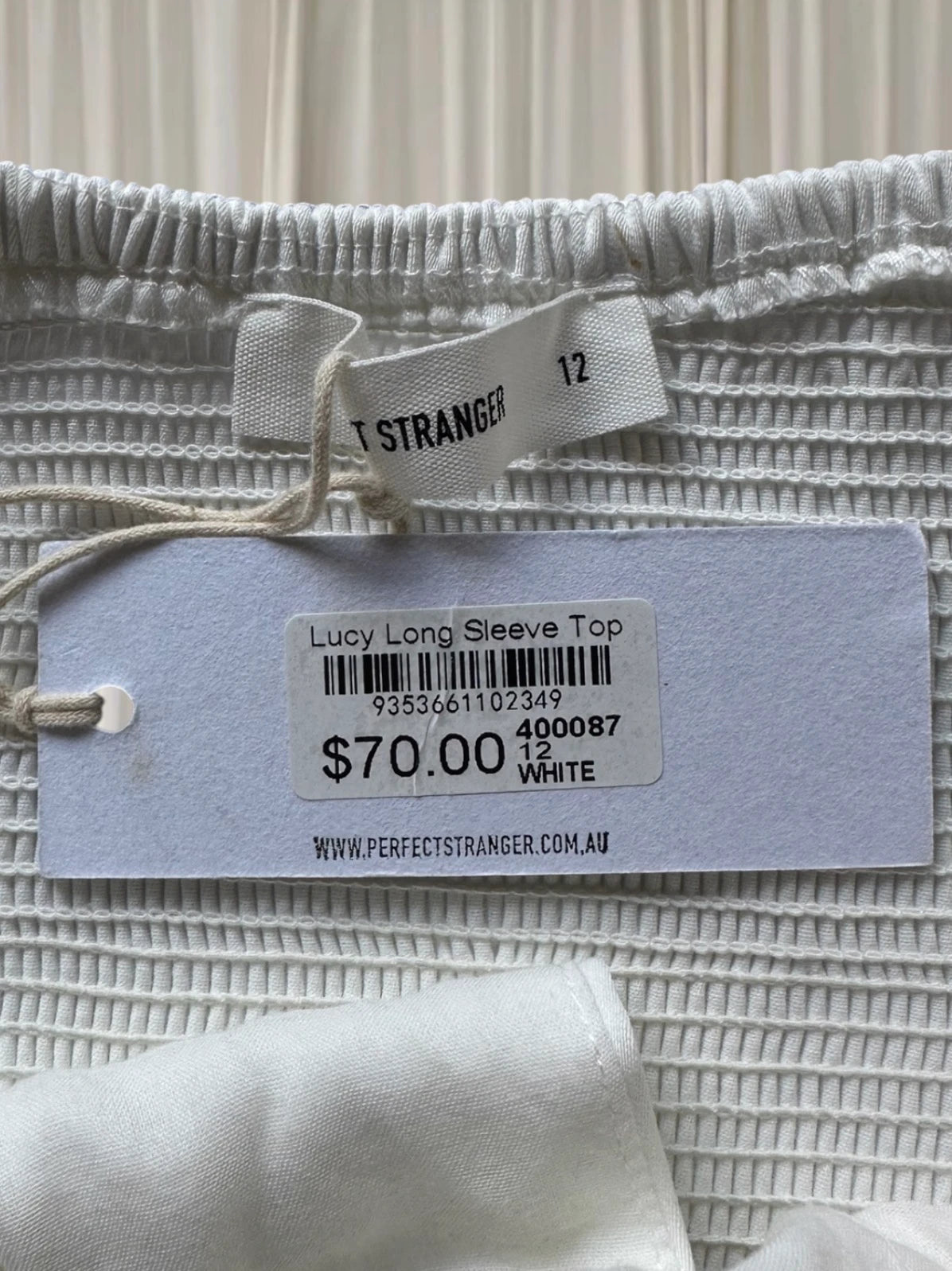 Perfect Stranger Lucy Long Sleeve Blouse - White Ruched Square Neck Top M - Image 5