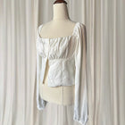 Perfect Stranger Lucy Long Sleeve Blouse - White Ruched Square Neck Top M - Image 3