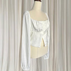Perfect Stranger Lucy Long Sleeve Blouse - White Ruched Square Neck Top M - Image 2