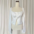 Perfect Stranger Lucy Long Sleeve Blouse - White Ruched Square Neck Top M - Image 1