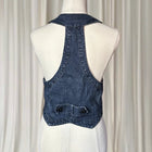 Vintage Denim Vest - Classic Dark Blue Tailored Waistcoat M - Image 5