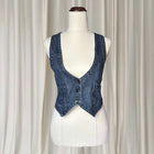 Vintage Denim Vest - Classic Dark Blue Tailored Waistcoat M - Image 1