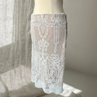 Vintage White Lace Pencil Midi Skirt - Romantic Guipure Floral Design M - Image 3