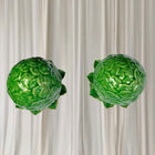 Italian Ceramic Pigna Artichoke Finial Statues - Set Of Two Green Home Decor - Image 3