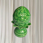 Italian Ceramic Pigna Artichoke Finial Statues - Set Of Two Green Home Decor - Image 4