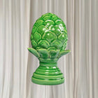 Italian Ceramic Pigna Artichoke Finial Statues - Set Of Two Green Home Decor - Image 5
