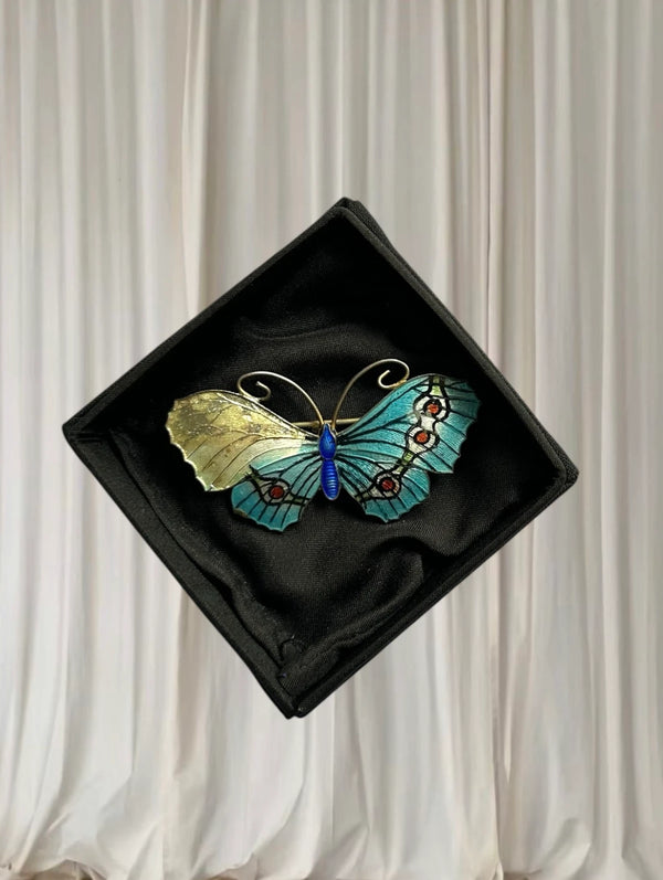 Vintage David Andersen Norwegian Sterling Silver Enamel Butterfly Brooch - Image 1