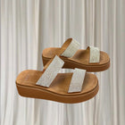 Novo Rhinestone Platform Slide Sandals - Sparkling Silver AU 7 - Image 1