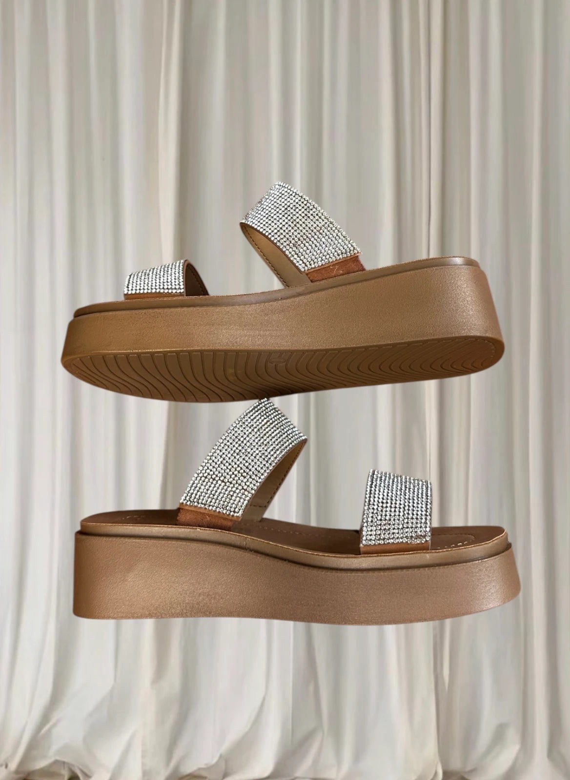 Novo Rhinestone Platform Slide Sandals - Sparkling Silver AU 7 - Image 5