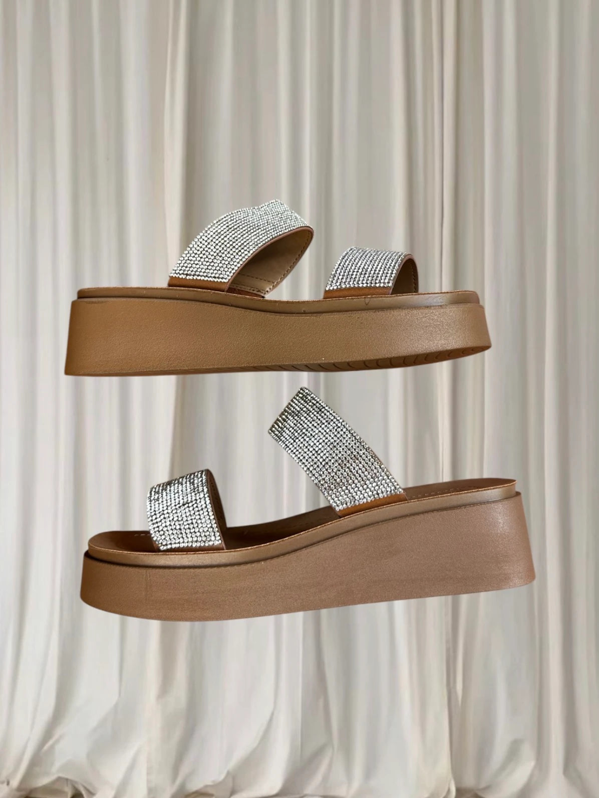 Novo Rhinestone Platform Slide Sandals - Sparkling Silver AU 7 - Image 4
