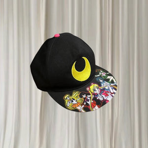 Sailor Moon/Sailor Guardians Flat Brim Snapback Hat - Vibrant Anime Print Cap OS - Image 1