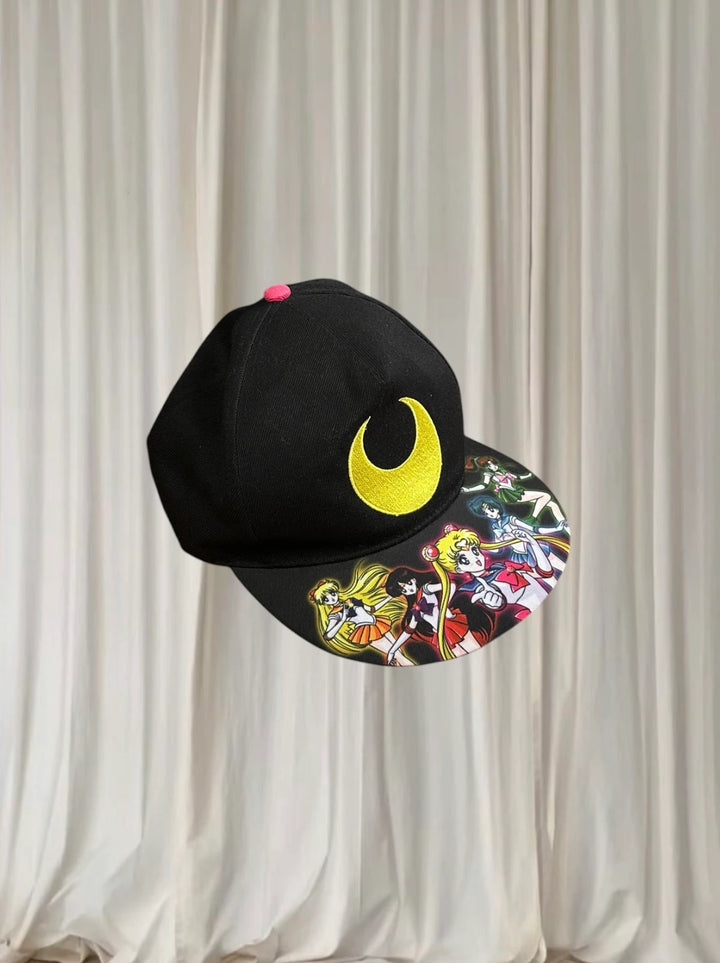 Sailor Moon/Sailor Guardians Flat Brim Snapback Hat - Vibrant Anime Print Cap OS - Image 1