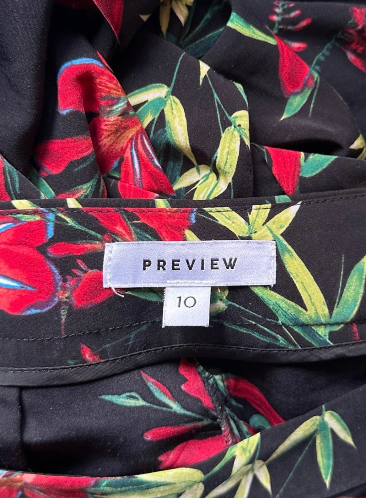Preview Wide Leg Trousers - Relaxed Black Floral Print Women's AU 10 - Image 6