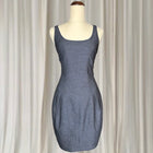 Grey Pinstripe Sleeveless Sheath Dress - Tailored Office Wear AU8 - Image 1