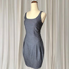 Grey Pinstripe Sleeveless Sheath Dress - Tailored Office Wear AU8 - Image 3
