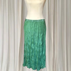 Vintage Silk Y2K Midi Skirt - Metallic Green Crinkle Plisse AU10 - Image 1