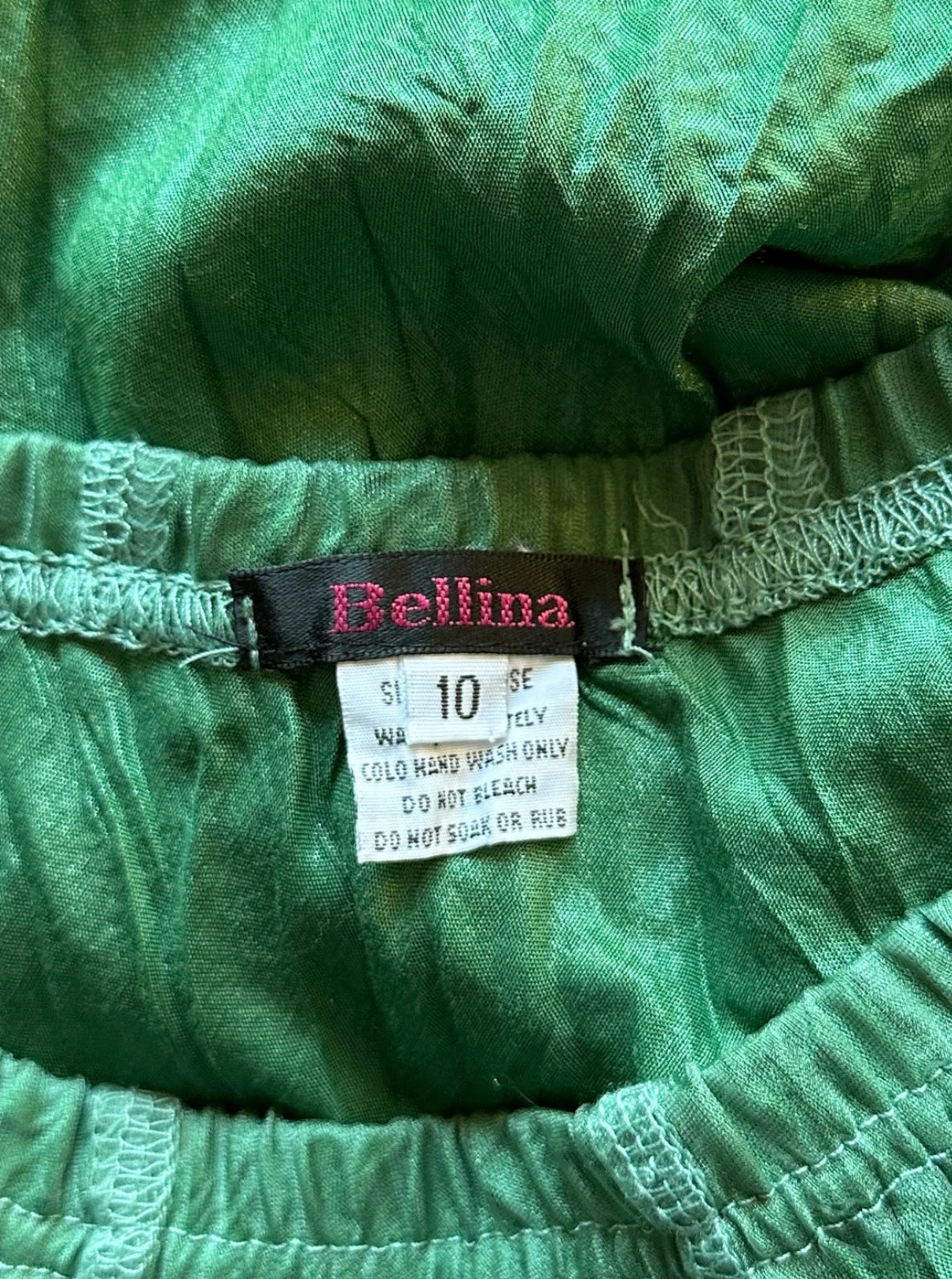 Vintage Silk Y2K Midi Skirt - Metallic Green Crinkle Plisse AU10 - Image 5