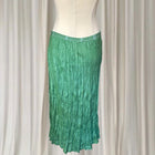 Vintage Silk Y2K Midi Skirt - Metallic Green Crinkle Plisse AU10 - Image 3