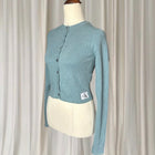 Calvin Klein Ribbed Button-Down Cardigan Long Sleeve - Blue Fitted Knit S - Image 4