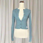 Calvin Klein Ribbed Button-Down Cardigan Long Sleeve - Blue Fitted Knit S - Image 1