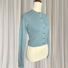 Calvin Klein Ribbed Button-Down Cardigan Long Sleeve - Blue Fitted Knit S - Image 5