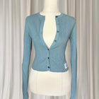 Calvin Klein Ribbed Button-Down Cardigan Long Sleeve - Blue Fitted Knit S - Image 2