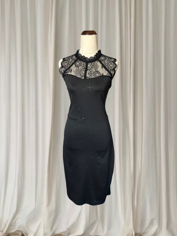 Elegant Eveningwear Sleeveless Bodycon Pencil Dress - Lace Neckline L-XL - Image 1