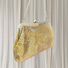 Vintage Evening Clutch Bag - Gold Tone Metal Mesh Glam Shoulder Bag - Image 3
