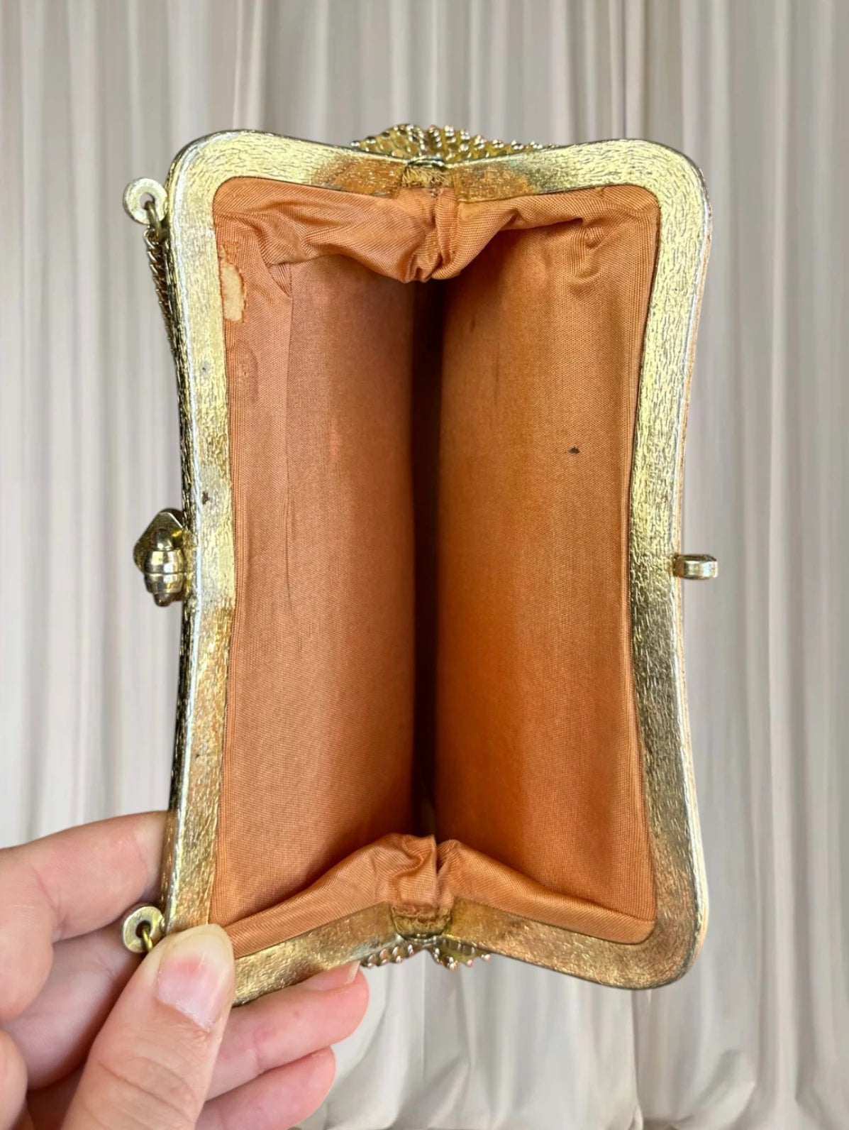 Vintage Evening Clutch Bag - Gold Tone Metal Mesh Glam Shoulder Bag - Image 4