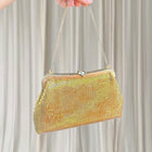 Vintage Evening Clutch Bag - Gold Tone Metal Mesh Glam Shoulder Bag - Image 1