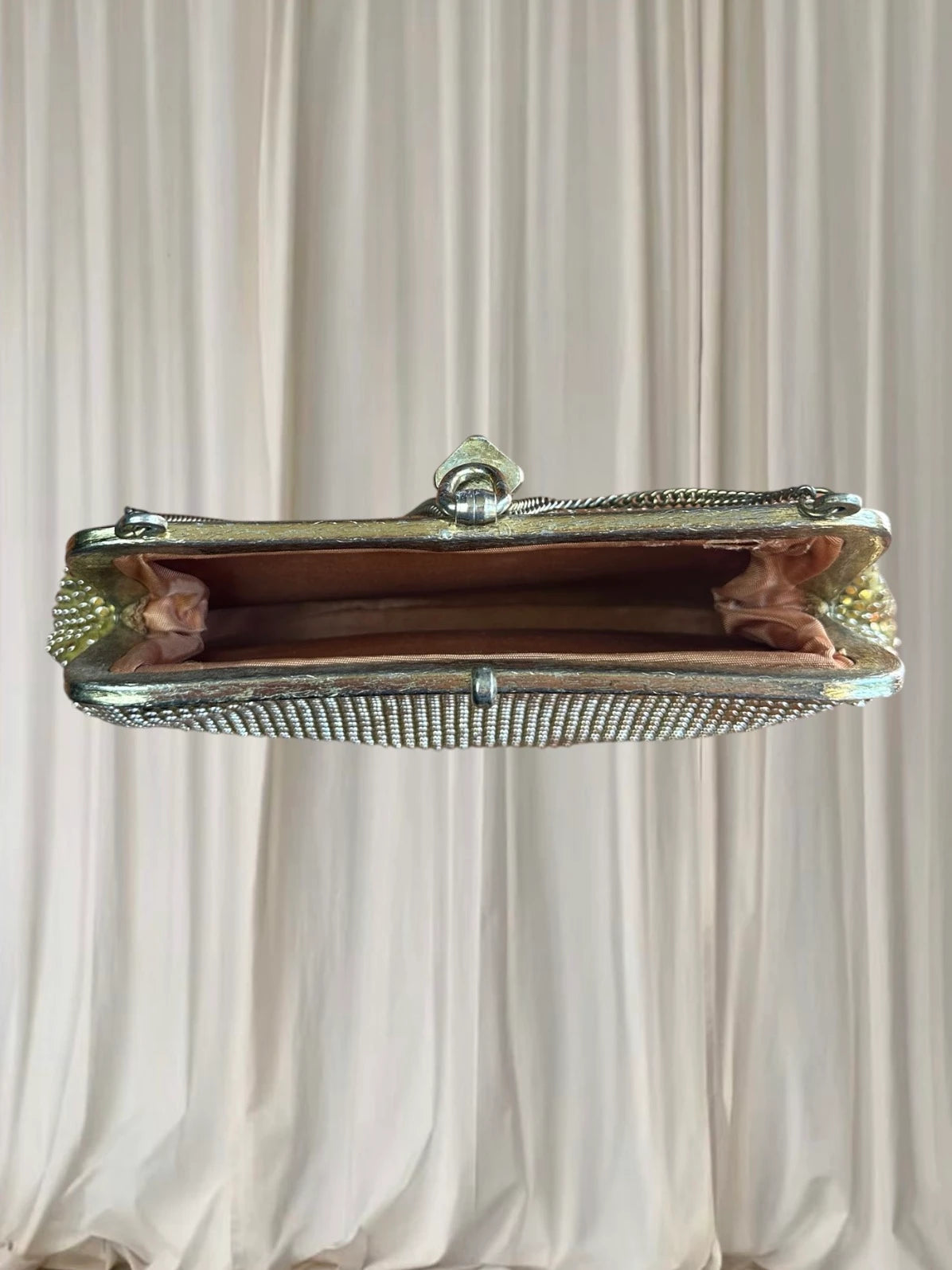 Vintage Evening Clutch Bag - Gold Tone Metal Mesh Glam Shoulder Bag - Image 5