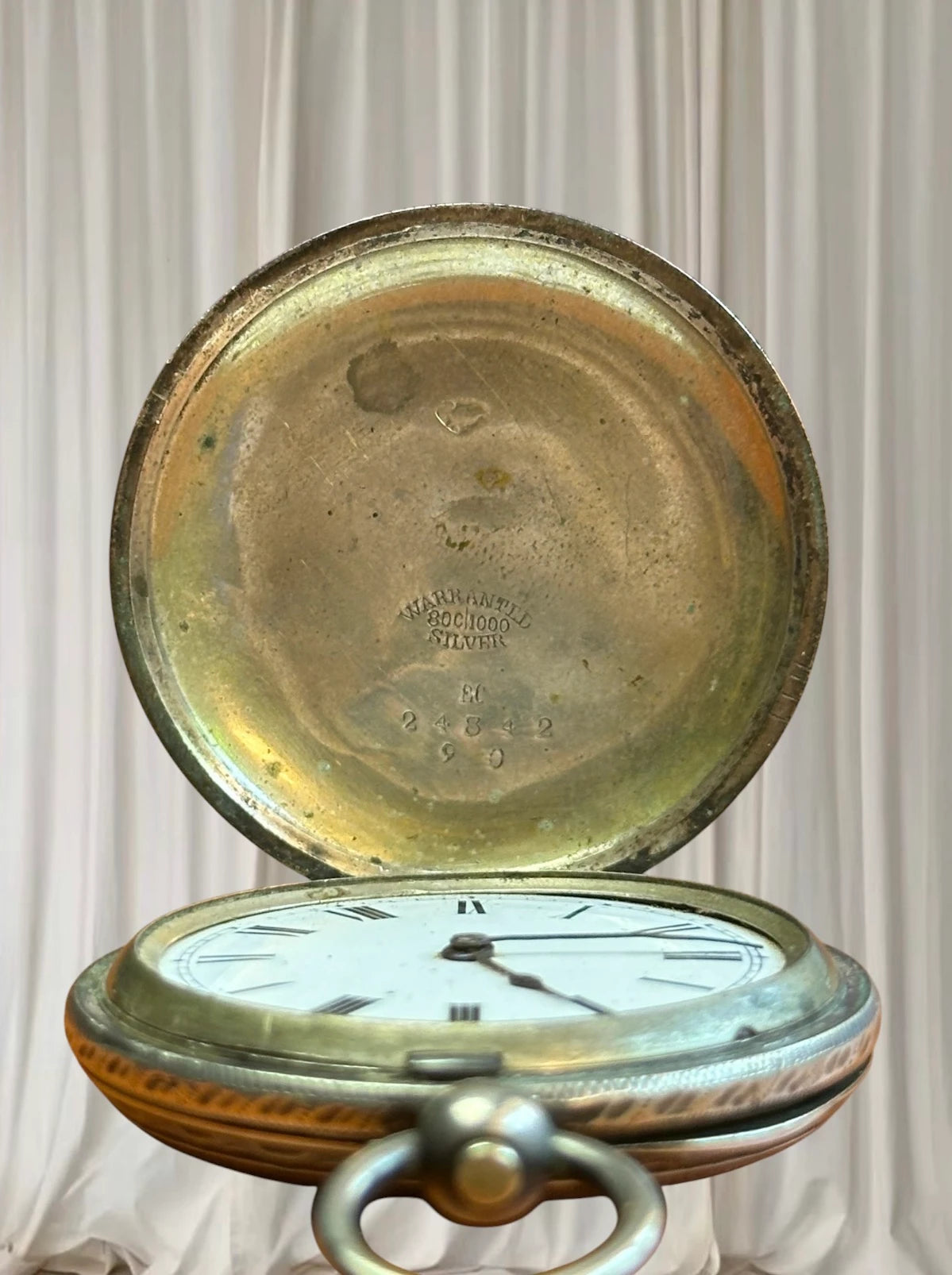 Vintage Antique 80% Silver Collectible Pocket Watch  - Image 5