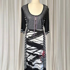 Threadz Grunge Vintage Abstract Print Midi Dress - Women's Black/White L - Image 2