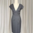 Portmans Grey V-Neck Pencil Dress - Houndstooth Sheath Silhouette AU12 - Image 2