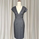 Portmans Grey V-Neck Pencil Dress - Houndstooth Sheath Silhouette AU12 - Image 1