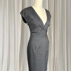 Portmans Grey V-Neck Pencil Dress - Houndstooth Sheath Silhouette AU12 - Image 3