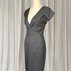 Portmans Grey V-Neck Pencil Dress - Houndstooth Sheath Silhouette AU12 - Image 4