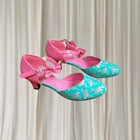 SugarPOP Retro Pink Blue Patent Flamingo Kitten Heels 50s Style AU9 - Image 1