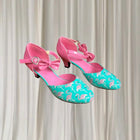 SugarPOP Retro Pink Blue Patent Flamingo Kitten Heels 50s Style AU9 - Image 2