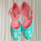 SugarPOP Retro Pink Blue Patent Flamingo Kitten Heels 50s Style AU9 - Image 5