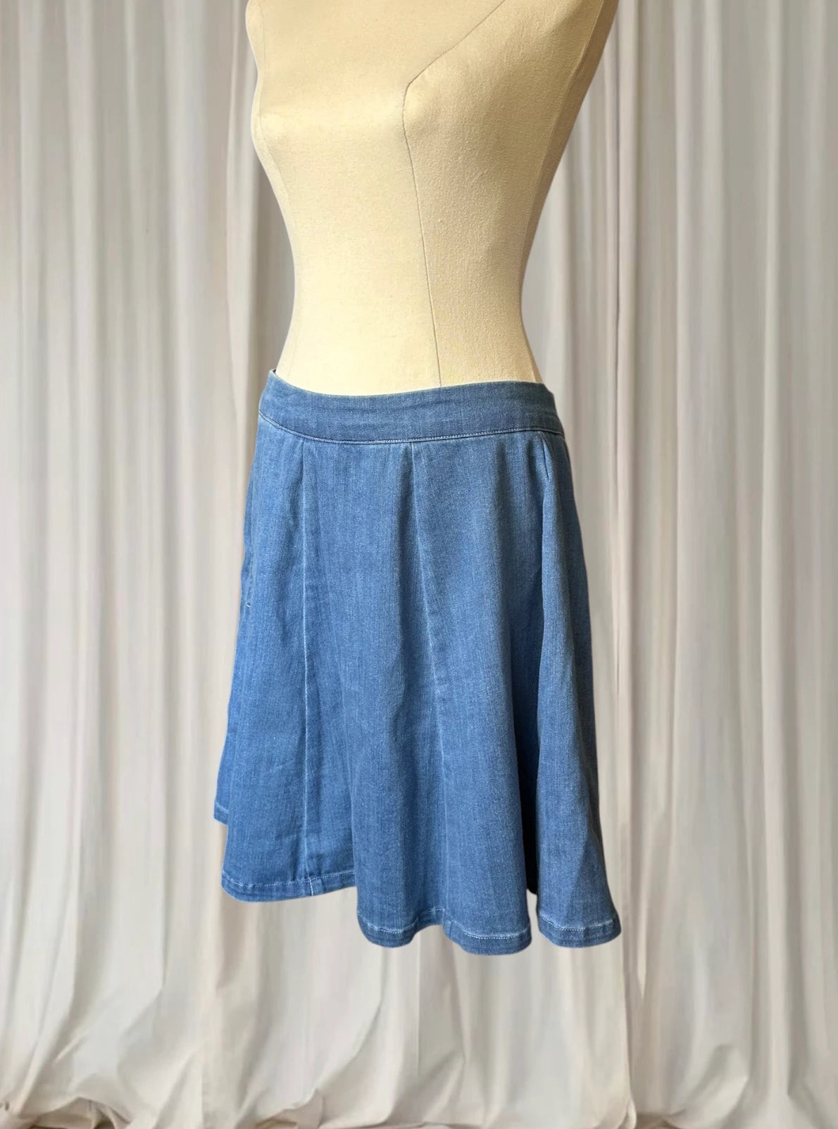 Dangerfield Skater A-Line Denim Blue Midi Skirt BNWT AU12 - Image 4